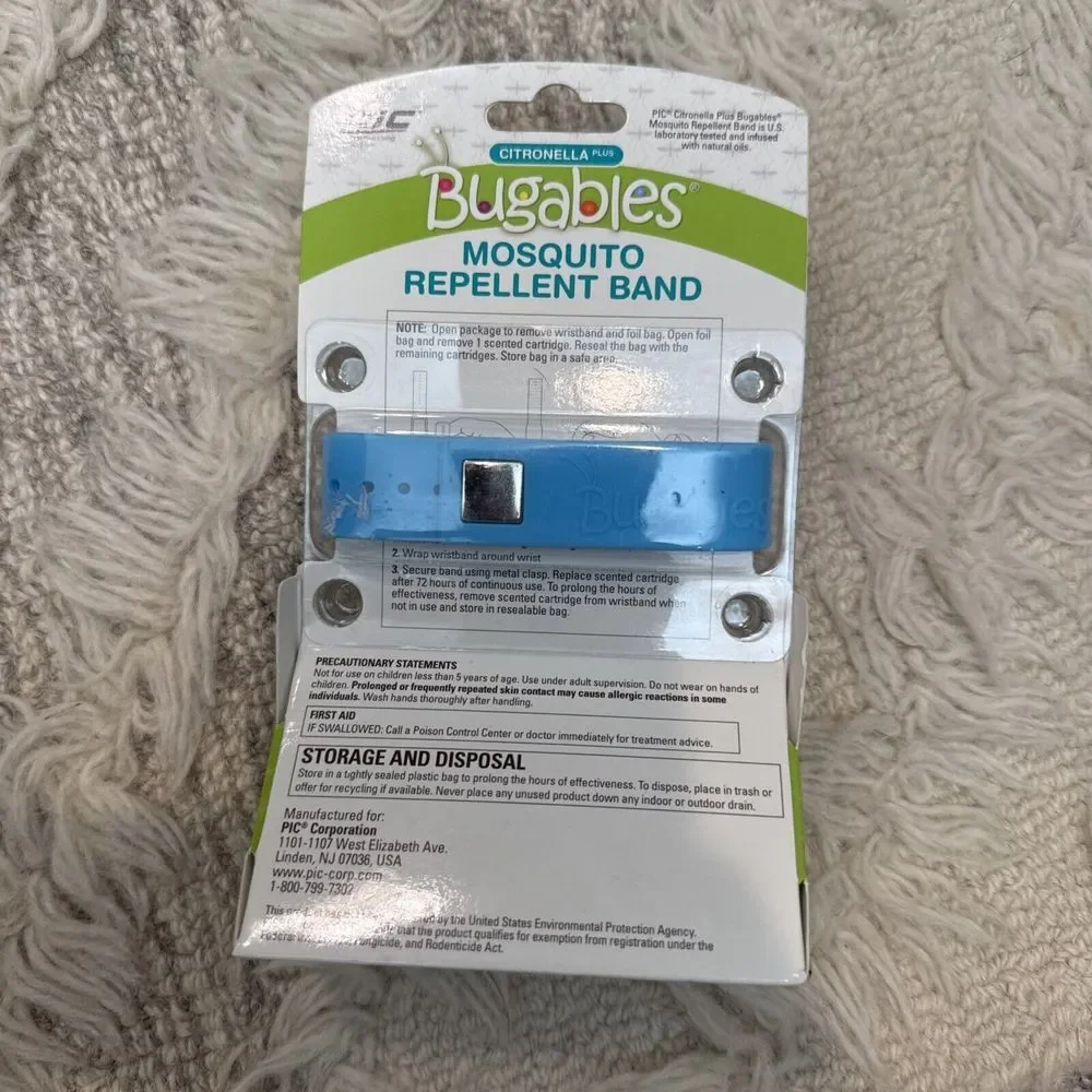 NEW BLUE Bugables Mosquito Repel Citronella (1)‎ Wristband (3) Inserts